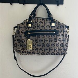 Michael Kors Black and Gray Signature Satchel